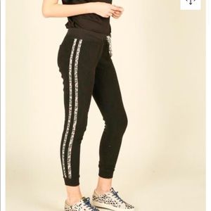 Leopard trim joggers